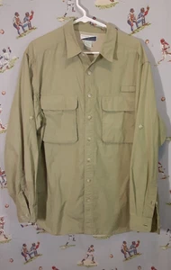 🦟 Exofficio Insect Shield Vented Fishing Shirt Mens Sz LARGE Green Vented - Picture 1 of 14