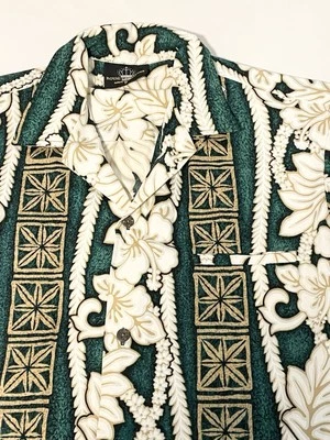 Camisa Hawaiana Royal Creations Aloha Para Hombre Mediana Verde Floral Playa Hecha en EE. UU. Foto 1 de 4