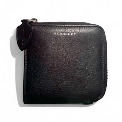 Burberry Black Leather Zip Around Compact Wallet - Image 1 of 4