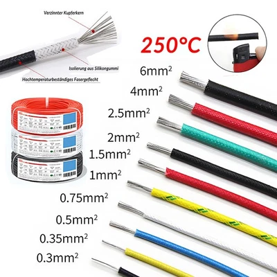 Cable silicone strand insulation silicone cable copper strand wire 0.3mm² - 6mm² - Image 1 of 4