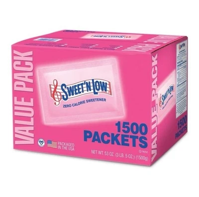 Sweet'N Low Zero Calorie Sweetener Value Pack, 1500 count, 53 oz Free Shipping
