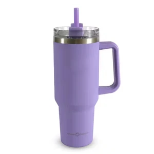 40 OZ. Vaso de acero inoxidable de doble pared púrpura con mango - Imagen 1 de 12