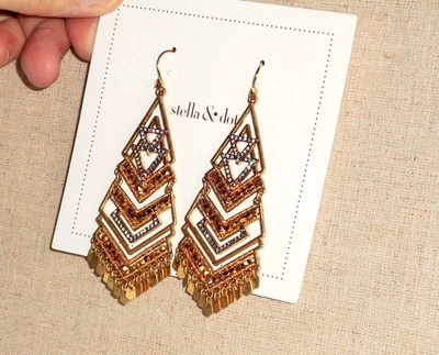 Stella & Dot Horizon Chandelier Statement Earrings - New on Card! - Photo 1/4