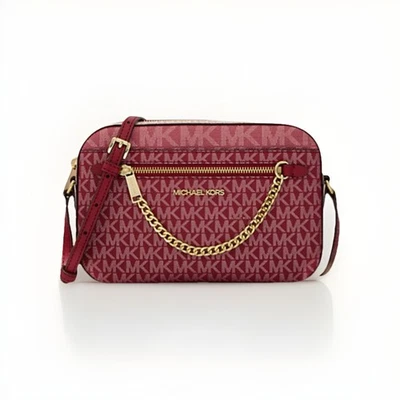 Michael Kors Jet Set Item Large East West Zip Chain MK Crossbody Bag Red New - Image 1 of 4