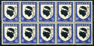 STAMP / TIMBRE FRANCE NEUF N° 755 ** BLOC DE 10 ARMOIRIES CORSE - Photo 1/1
