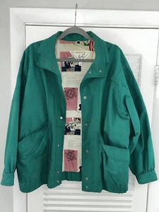 Utex Vintage *RARE* 1980s Teal Women’s Sz Medium Jacket With Monaco Theme Lining - Picture 1 of 13