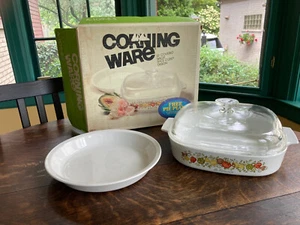Corningware - Spice of Life A-10-b & A-12-c Lid + P-309 Pie Plate - Set W/ Box - Picture 1 of 11
