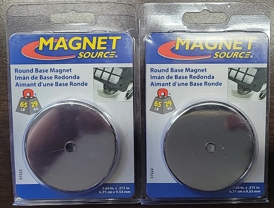 2 Pack of Round Base Magnets #07222 Holds 65 lbs. or 29 kg. By Master Magnetics - Image 1 of 4
