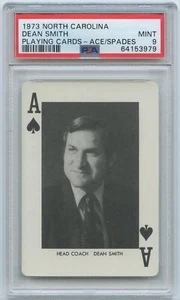 DEAN SMITH RC: 1973 North Carolina Playing Cards Ace of Spades PSA 9 MINT - Picture 1 of 2