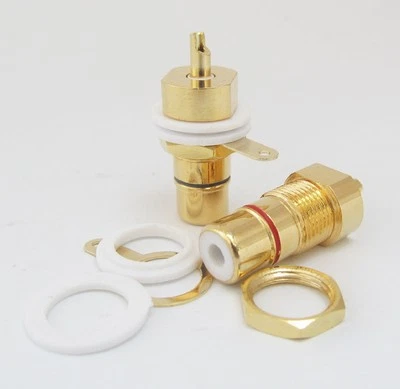 20 x CMC Chapado en Oro Cobre RCA Hembra Phono Jack Montaje en Panel Chasis Conector Foto 1 de 4