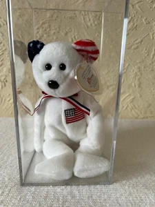 Ty White Beanie Baby 'America' 11. September 2001. Schutzschild & Hülle enthalten - Bild 1 von 5