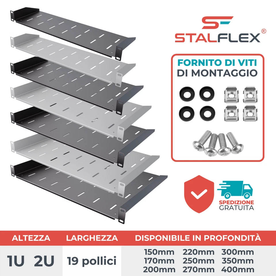 Scaffale da 19 pollici 1U 2U Profondità armadio server ECO RACK 150 mm - 400 mm - Immagine 1 di 1