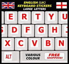 English Keyboard Stickers LARGE BIG Letters Poor Eyesight Children Computer RED