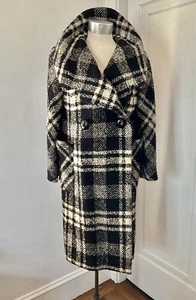 Vintage 1960's Pauline Trigere Monochromatic Plaid Wool Tweed Coat - Picture 1 of 11