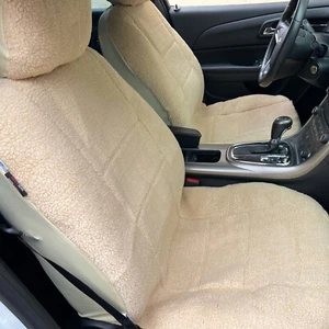 For Ford Bronco 2021-on Front Car Seat Covers Tender Beige Faux Sheepskin - Picture 1 of 5