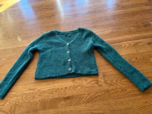 Art Class Girls Green Cropped Button Front Sweater - XL (14/16) Long Sleeve NWT - Picture 1 of 16