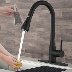 Commercial Kitchen Sink Faucet Spring Pull Down Sprayer Single Handle Mixer Tap - Picture 1 of 8