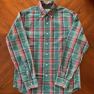 J. Crew Men’s Shirt Plaid Button Up Green Red Holiday Christmas Size Small S - Picture 1 of 5