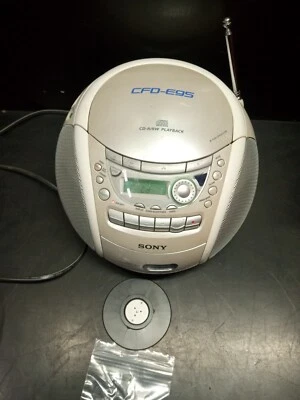 索尼老式Boombox CFD-E95收音机CD播放器磁带播放器无遥控器-珍珠 — 第 1/4 张图片
