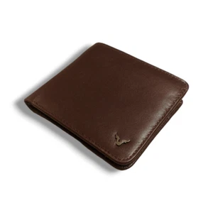 Lazy Kow Handmade Premium Full-Grain Leather Bifold Men's Wallet- Dark Chocolate - Picture 1 of 10