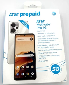 AT&T Prepago Motivate Pro 5G Blanco Perla 128GB 6.75" HD+ Pantalla - NUEVO - Imagen 1 de 5