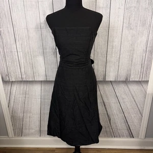 Vestido midi formal de cóctel Jenny Yoo para mujer talla 10 negro sin tirantes 100 % seda - Imagen 1 de 7