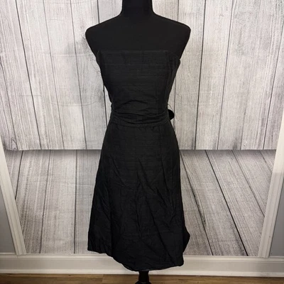 Vestido midi formal de cóctel Jenny Yoo para mujer talla 10 negro sin tirantes 100 % seda Foto 1 de 4