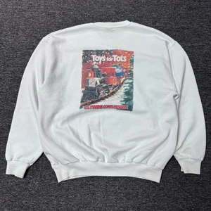 Vintage 90s Toys for Tots Stuart Little Christmas RARE Sweatshirt - Sz L White - Picture 1 of 6