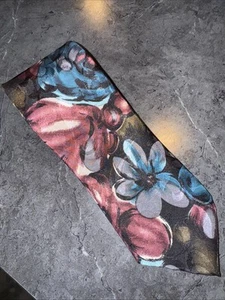 Bellini Men's Necktie Silk 4" Wide New York /Milan Flowers Print 58" Long - Picture 1 of 11