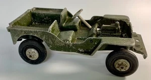 Vintage 1940s Aluminum Oglesby Playmate Willy's Toy Green Army Jeep DAMAGED - Picture 1 of 13