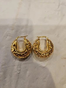 Orecchini a cerchio vintage Italia .925 argento sterling 12g - Foto 1 di 9
