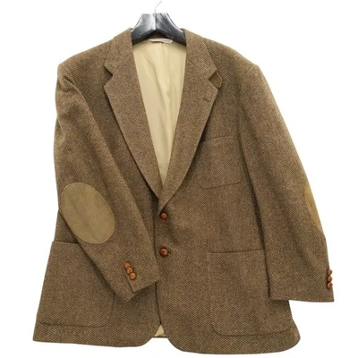 Chaqueta Blazer Stafford Tweed De Colección Lana de Cordero/Lana Marrón Gamuza Parches en el Codo Talla 48R Foto 1 de 4