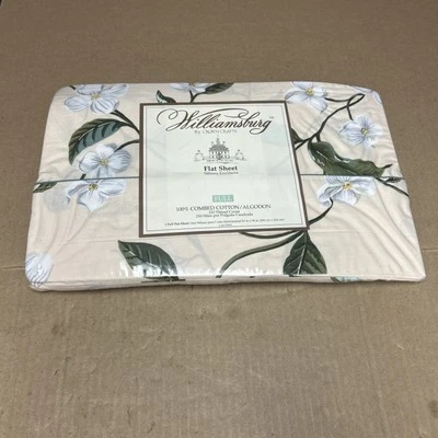 Crown Crafts Williamsburg GARDEN IMAGES Full FLAT SHEET No-Iron Percale NEW - Image 1 of 4