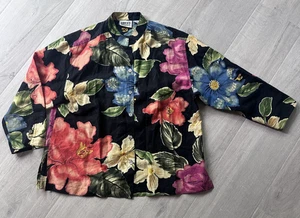 Vintage Chico's Design Leinenmischung Top Shirt Schimmer Knopfleiste Gr. 1 - Bild 1 von 9
