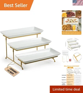 Versatile 3-Tier Serving Tray Set for Parties - Gold Finish with Elegant Design - Picture 1 of 8