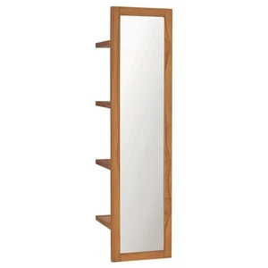 Wall Mirror with Shelves 30x30x120 cm Solid Teak Wood Home Decor Bathroom 89070 - Picture 1 of 6