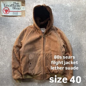 80S Sears Flight Jacket Leather Suede Vintage - Picture 1 of 15