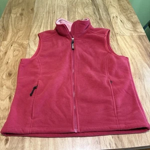 LL Bean Mountain Classic Fleece Vest Womens Size XL Red Fuchsia Outdoors Hiking - Picture 1 of 9