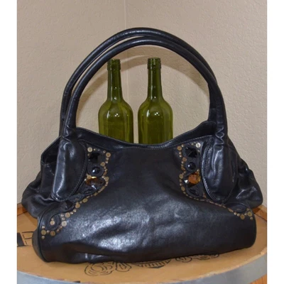 Isabella Fiore дизайнерский драгоценностями черная кожаная наплечная сумка - Изображение 1 из 4