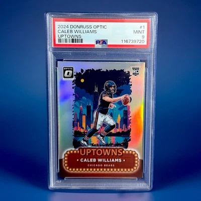 CALEB WILLIAMS - 2024 DONRUSS OPTIC (RC) - UPTOWNS #1 - PSA 9 - BEARS! - Image 1 of 2