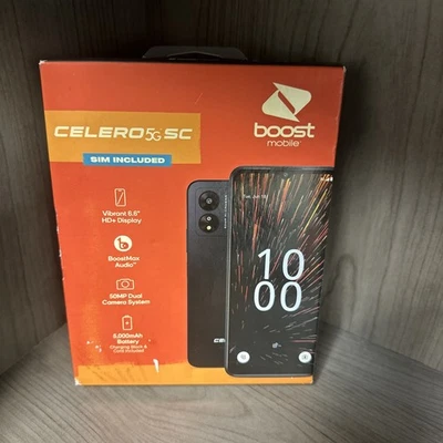 Telefone com câmera BOOST CELERO 5G SC 64GB/4GB/50MP, bloqueado para impulsionar NOVO EM FOLHA u5 - Imagem 1 de 2