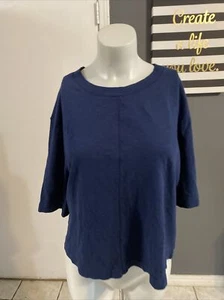 SPLENDID Navy Blue Tee Size S Short Sleeve Top Shirt Scoop Neck Blouse New - Picture 1 of 3