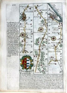 NORFOLK NORWICH YARMOUTH KINGS LYNN BY EMANUEL BOWEN c1720 GENUINE ANTIQUE - Picture 1 of 6