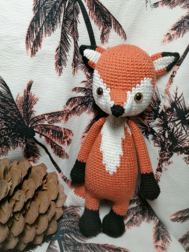 Brinquedo de pelúcia de raposa amigurumi de crochê incrível feito à mão melhor presente para crianças - Imagem 1 de 4