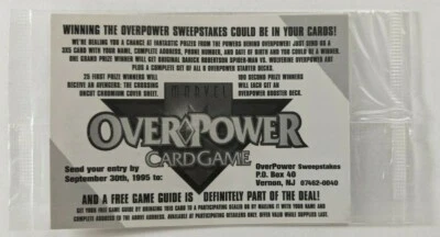 Marvel OverPower Card Game Sweepstakes TCG CCG NEW Sealed Trading Expired 1995 - Image 1 of 2