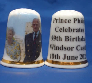 Birchcroft Porzellan Fingerhut -- Prinz Philip 99. Geburtstag --- Gratis Geschenkbox - Bild 1 von 3