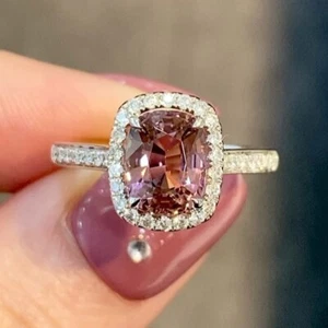 4.37TCW Elongated Cushion Natural Pink Tourmaline Engagement Ring 9ct White Gold - Picture 1 of 13