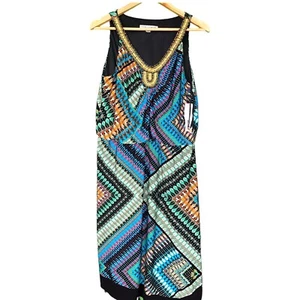 NEW MADISON LEIGH Sleeveless Multicolor Beaded Dress Size 12 - Picture 1 of 3