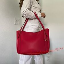 Nwt Coach Alana Tote Polished Pebble Leather Candy Apple Red Shoulder Bag C8353
