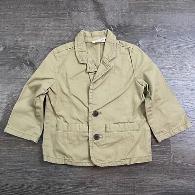 Crazy 8 Boys Suit Jacket Khaki Button Collared Long Sleeve Size 12-18 Months - Image 1 of 4